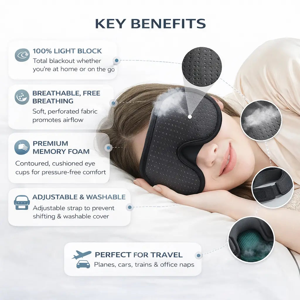 MASQUE DE SOMMEIL OCCULTANT À PROFIL 3D