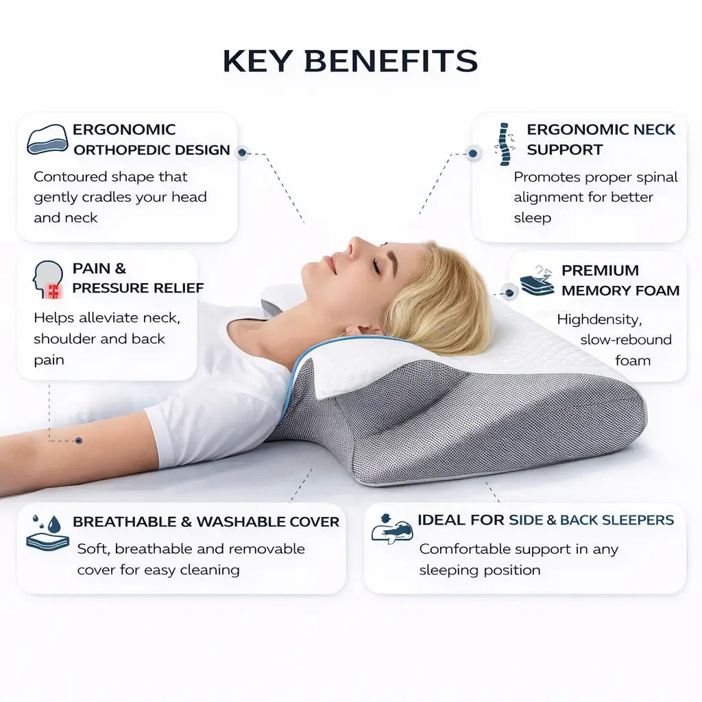 OREILLER CERVICAL PAPILLON EN MOUSSE À MÉMOIRE DE FORME