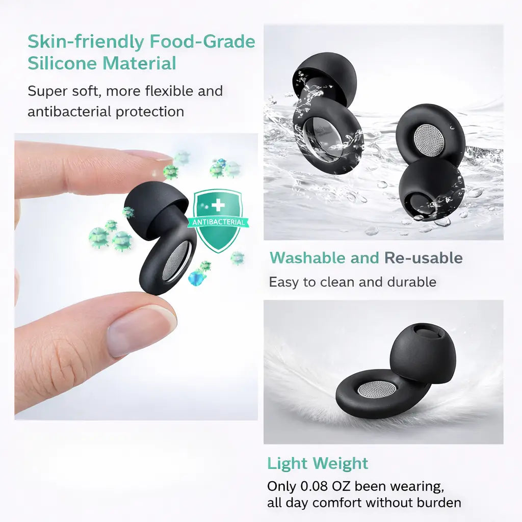 BOUCHONS D'OREILLES EN SILICONE CONFORTABLES POUR LE SOMMEIL